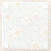 Romantic Peach Mint Roses Floral Glasuntersetzer (Rückseite)