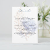 Romantic Pearl Hydrangea Blue Waterercolor Wedding Begleitkarte (Stehend Vorderseite)