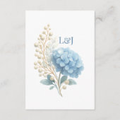 Romantic Pearl Hydrangea Blue Waterercolor Wedding Begleitkarte (Rückseite)