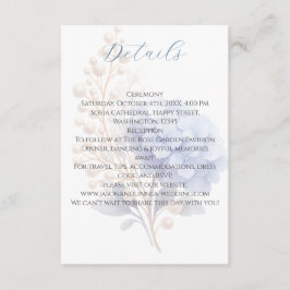 Romantic Pearl Hydrangea Blue Waterercolor Wedding Begleitkarte