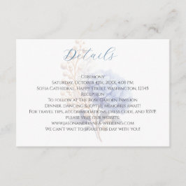 Romantic Pearl Hydrangea Blue Waterercolor Wedding Begleitkarte