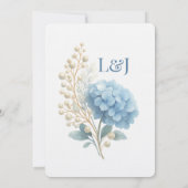 Romantic Pearl Hydrangea Blue Waterercolor Wedding Einladung (Rückseite)