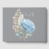 Romantic Pearl Hydrangea Blue Waterercolor Wedding Gästebuch (Rückseite)