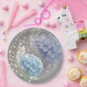 Romantic Pearl Hydrangea Blue Waterercolor Wedding Pappteller (Party)