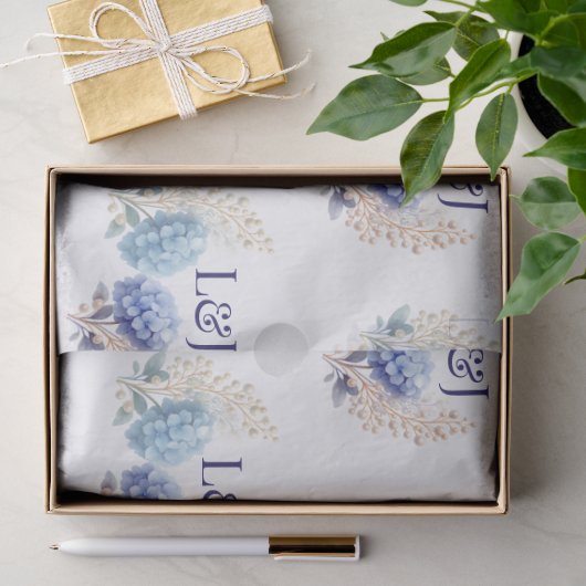 Romantic Pearl Hydrangea Blue Waterercolor Wedding Seidenpapier (Geschenk)