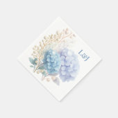 Romantic Pearl Hydrangea Blue Waterercolor Wedding Serviette (Ecke)