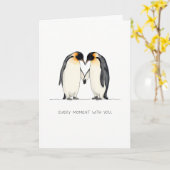 Romantic Penguin Couple Greeting Card Karte (Gelbe Blume)