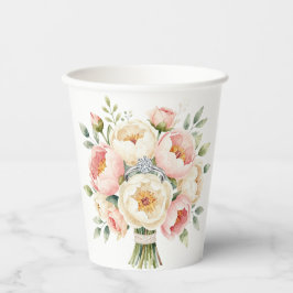 Romantic Peony Bouquet with Diamond Ring Pappbecher