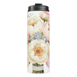 Romantic Peony Bouquet with Diamond Ring Thermosbecher
