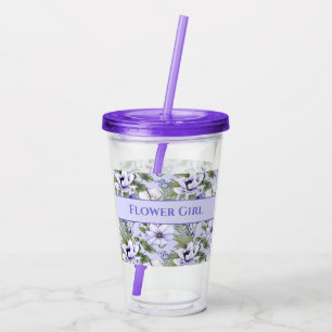 Romantic Periwinkle Florals Lavender Flower Girl Acryltrinkbecher