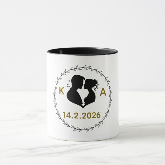 Romantic Personalized Couple Mug with Initials & W Tasse (Zentrum)