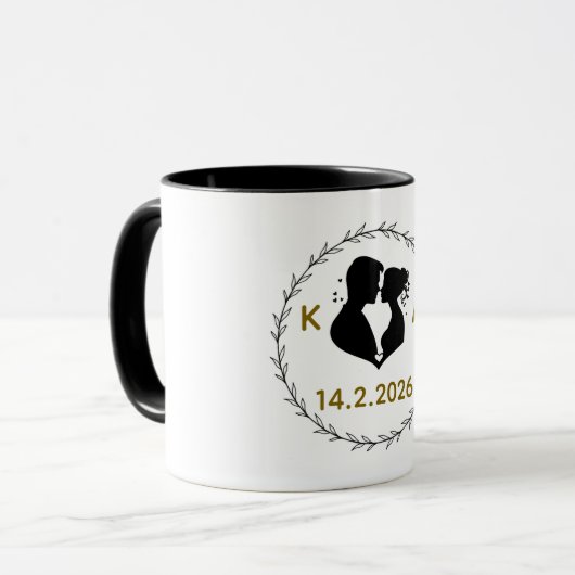 Romantic Personalized Couple Mug with Initials & W Tasse (Vorderseite Links)