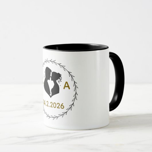 Romantic Personalized Couple Mug with Initials & W Tasse (VorderseiteRechts)