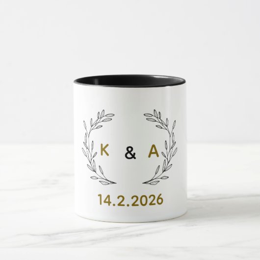 Romantic Personalized Couple Mug with Tree Branch, Tasse (Zentrum)