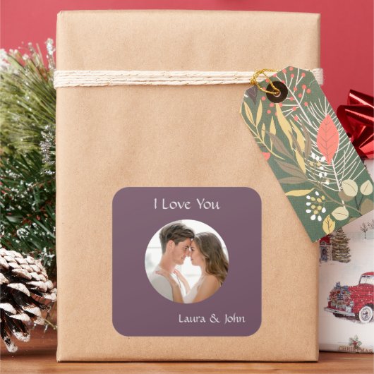 Romantic Personalized Couple Photo & Names Sticker (Feiertag)