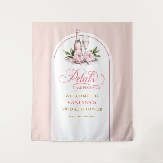 Romantic petals and prosecco shower wall decor wandteppich (Vorderseite)