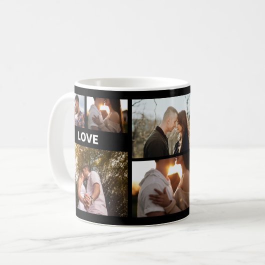 Romantic Photo Collage Gift for Couples Kaffeetasse (Vorderseite Links)