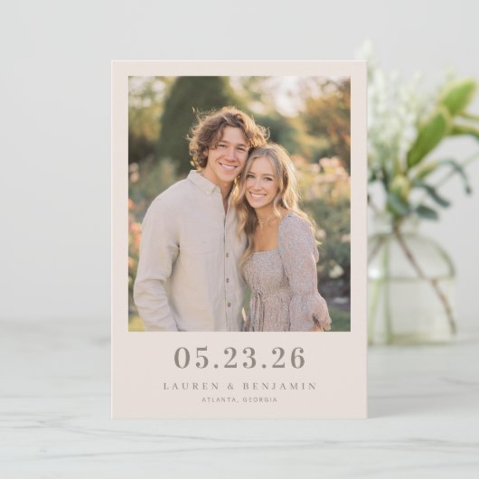 Romantic Photo Save The Date (Stehend Vorderseite)