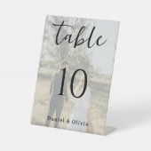 Romantic Photo Wedding Table Number Card Sockelschild (Vorderseite)
