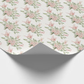 Romantic pink and green bird and flowers geschenkpapier (Ecke)