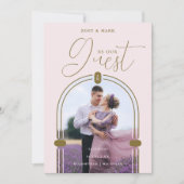 Romantic Pink Arch Photo & Initials QR Code Save The Date (Vorderseite)
