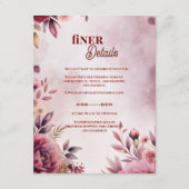 Romantic Pink Blush Floral Wedding Finer Details Begleitkarte (Vorderseite)