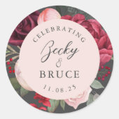 Romantic Pink Bridal Bouquet Personalized Runder Aufkleber (Vorderseite)