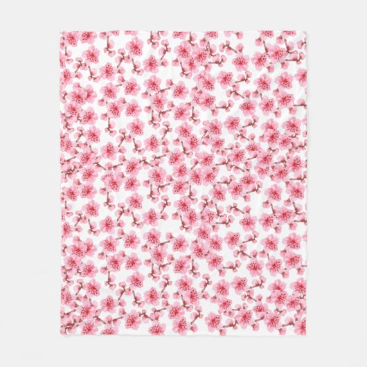 Romantic pink Cherry blosson Fleecedecke (Vorderseite)
