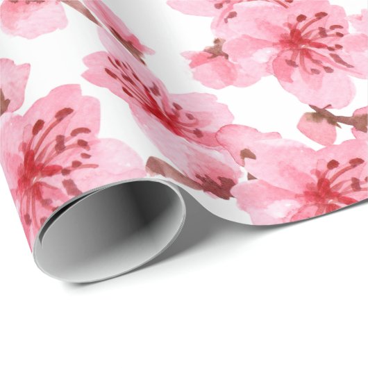 Romantic pink Cherry blosson Geschenkpapier (Rolleneckpunkt)