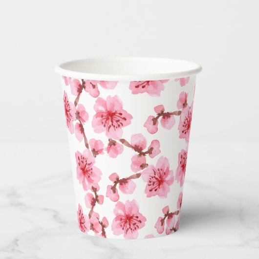 Romantic pink Cherry blosson Pappbecher (Vorderseite)