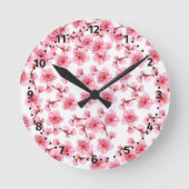 Romantic pink Cherry blosson Runde Wanduhr (Vorderseite)