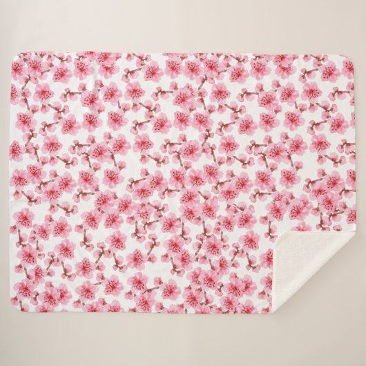 Romantic pink Cherry blosson Sherpadecke (Vorderseite (Horizontal))