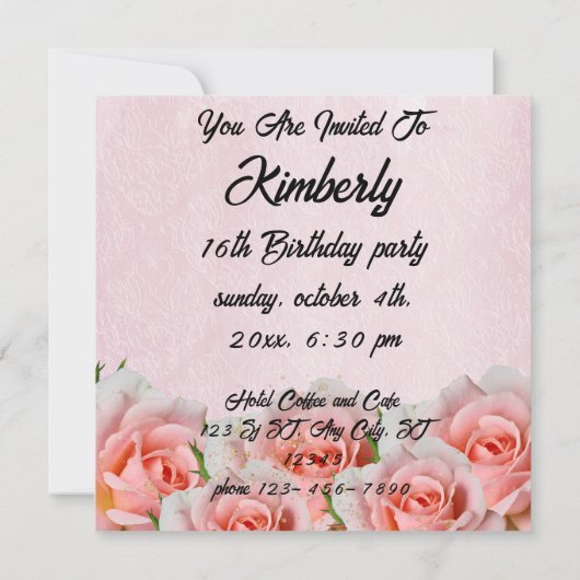 Romantic Pink chic floral foliage elegance  (Rückseite)
