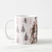 Romantic Pink Christmas Trees Girl Kaffeetasse (Links)