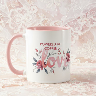Romantic Pink Floral Botanical Love Coffee Tasse