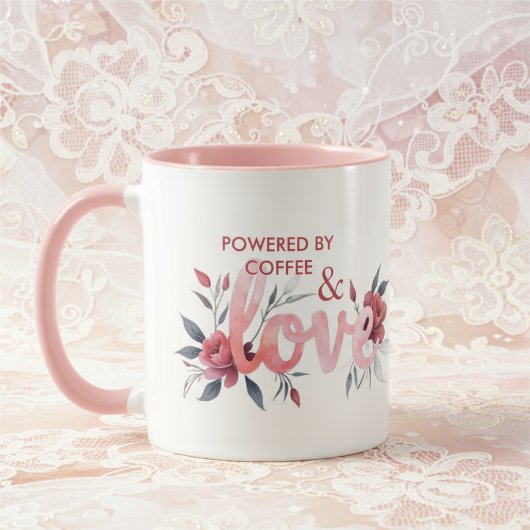 Romantic Pink Floral Botanical Love Coffee Tasse