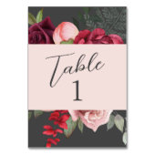 Romantic Pink Floral Bridal Bouquet Tischnummer (Rückseite)