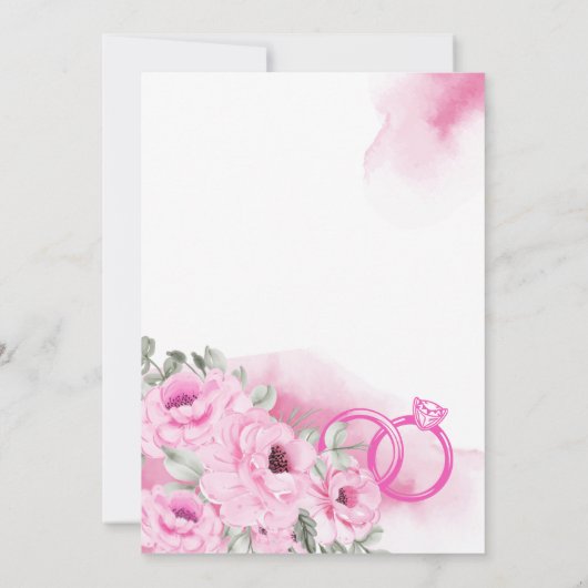 Romantic Pink Floral Engagement Party Engaged Einladung (Rückseite)