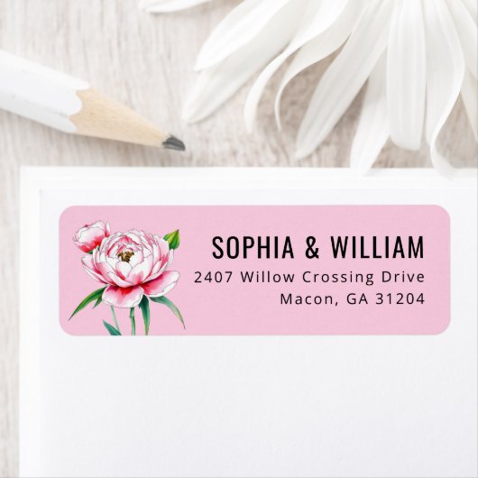 Romantic Pink Floral Peony Illustration (Insitu)