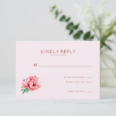 Romantic Pink Floral RSVP Karte (Stehend Vorderseite)
