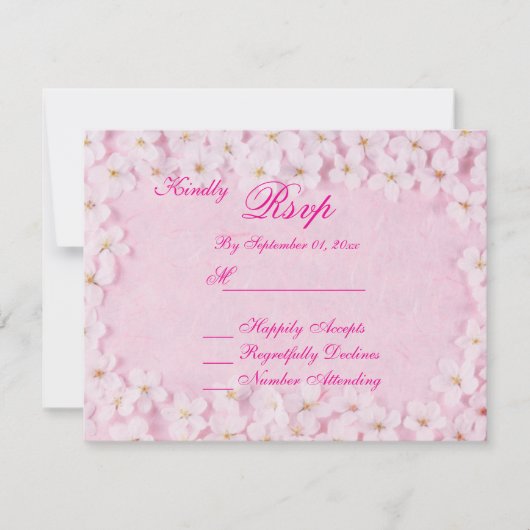 Romantic Pink Floral Wedding RSVP Card Einladung (Vorderseite)