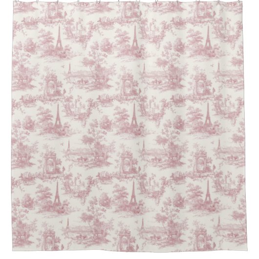 Romantic Pink French Toile Countryside Pattern (3) Duschvorhang (Vorderseite)