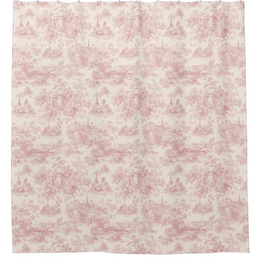 Romantic Pink French Toile Countryside Pattern (4) Duschvorhang (Vorderseite)