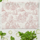 Romantic Pink French Toile Countryside Pattern (5) Geschirrtuch (Gefaltet)