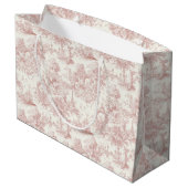 Romantic Pink French Toile Countryside Pattern (5) Große Geschenktüte (Rückseite Schrägansicht)