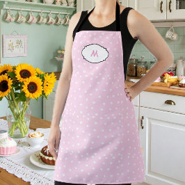 Romantic Pink Heart Apron with Initial Schürze