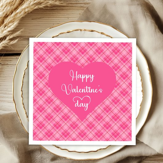 Romantic Pink Hearts Valentine’s Day Napkins Serviette