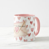 Romantic Pink Love Hearts Valentine's Day Tasse (VorderseiteRechts)