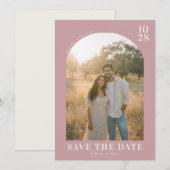 Romantic Pink Minimalist Photo Save The Date (Vorne/Hinten)