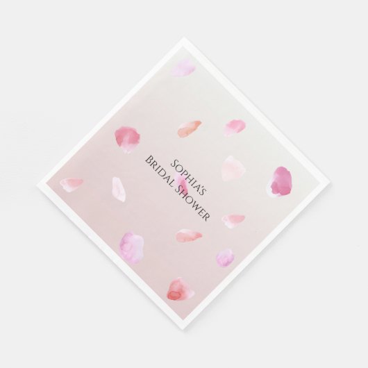 Romantic Pink Peach Rose Petals Bridal Shower Serviette (Ecke)